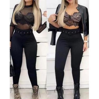 Imagem de Calça canelada 3d preta - Garota bella