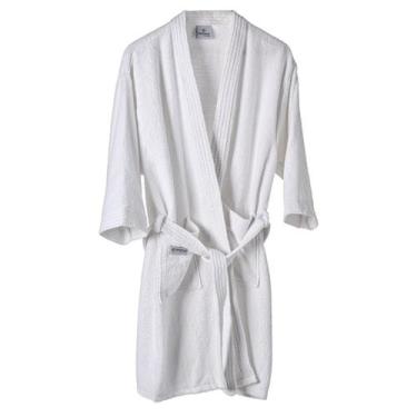 Imagem de Roupao Adulto Cavhome Atoalhado Algodao Liso, M, Branco