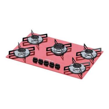 Imagem de Fogão Cooktop Gás Chamalux 5 Bocas Ultra Chama Rosa 110v/220v Trempe d