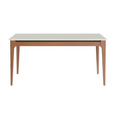 Imagem de Mesa de Jantar Retangular com Vidro para 6 Lugares Addar 160 cm Natura