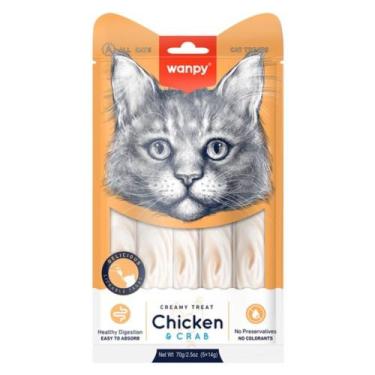 Imagem de Wanpy Truly Creamy Frango E Caranguejo Para Gatos 5un 70g