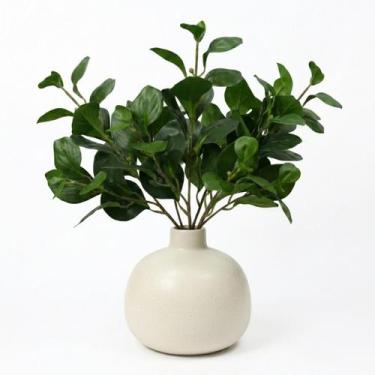 Imagem de 4 Galhos de Peperômia Artificial 65cm Linha Premium para Arranjos Vaso