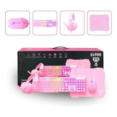 Imagem de Kit Gamer Rgb Rosa Teclado, Mouse 3600dpi, Headset, Mousepad - CLANM