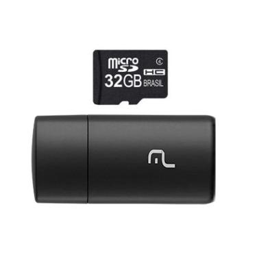 Imagem de Cartão de Memória Micro sd Multilaser 32GB Adapt USB MC163 Preto