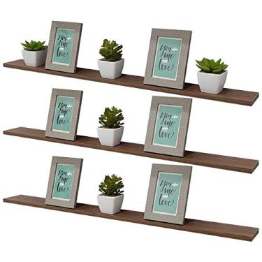 Imagem de Kit 3 Prateleiras 90 x 10cm Nogal Suporte Invisível