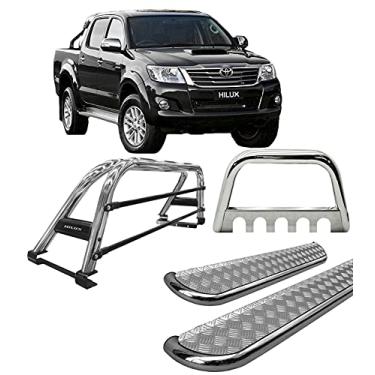Imagem de Kit quebra mato+Estr Chapa+Santo Ant DUPLO Hilux CROMO 05/15