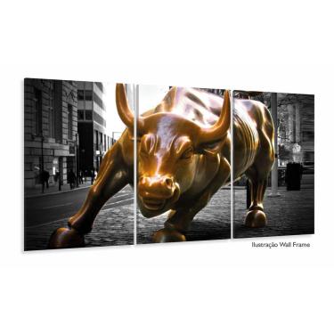 Imagem de Quadro Decorativo Moderno Touro De Wall Street Tecido 3 peça