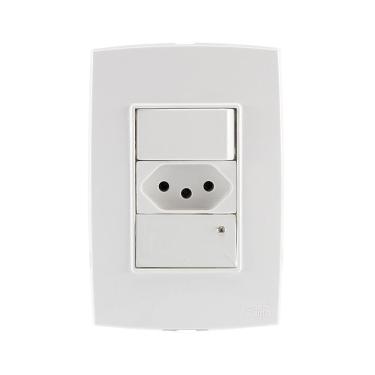 Imagem de Conjunto Interruptor c/ Tomada 10A  Guia No Escuro Force Line