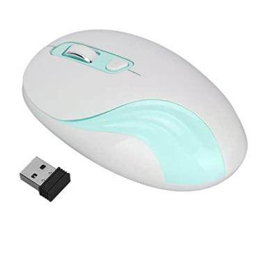Imagem de Mouse sem fio, 2,4 G receptor sem fio e USB, 800/1200/1600/2000 DPI ajustável, 4 botões, mouse ergonômico para computador desktop, para jogos de escritório (azul)