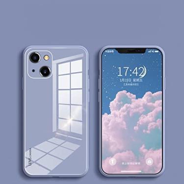Imagem de Capa de telefone quadrada de vidro temperado para iphone 13 11 12 pro max mini xs xr x 7 8 plus se 2020 capa traseira dura de silicone, cinza lavanda, para iphone xr