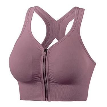 Imagem de Top Esportivo Feminino De Alto Impacto Com Suporte Total Para Ioga Para Treino Academia Com Zíper Frontal