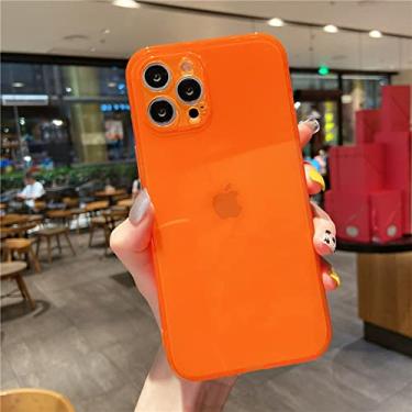 Imagem de Capas de cores fluorescentes de néon fashion para iphone 13 12 mini 11 pro xs max x xr 7 8 plus se 2020 capa de tpu clara e clara brilhante, laranja, para ipone se 2020