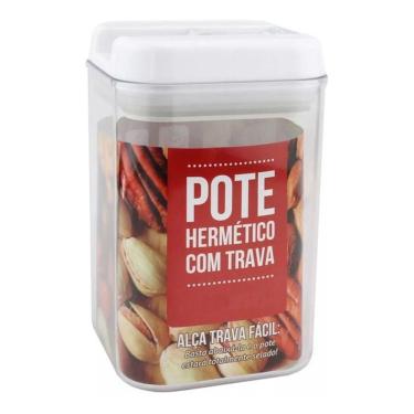 Imagem de Pote Hermético C/ Tampa Trava Fácil Acrílico 900 Ml Quadrado