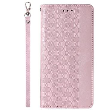 Imagem de YINGDAFENG Capa carteira para iPhone 14 Promax, capa flip de couro PU com compartimentos para cartões e suporte para visualização e proteção da câmera fivela magnética alça de pulso à prova de choque capa interna de TPU (poliuretano termoplástico) rosa