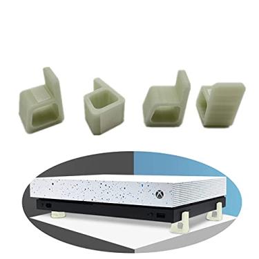 Imagem de Onyehn 4 peças de suporte de elevação antiderrapante versão horizontal para console Xbox one/S/X horizontal máquina de jogo acessórios de suporte de pernas de resfriamento (verde limão)