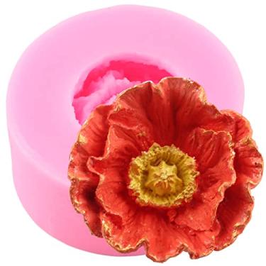 Imagem de Mujiang Bolo de silicone de papoula 3D decoração de flores de açúcar e chocolate moldes de fondant