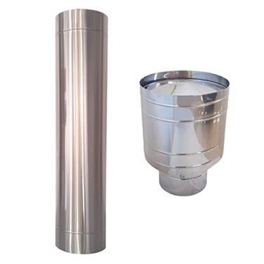 Imagem de Duto 9" Inox 304 + Chapéu Canhão Inox 304 Chaminé Lareiras