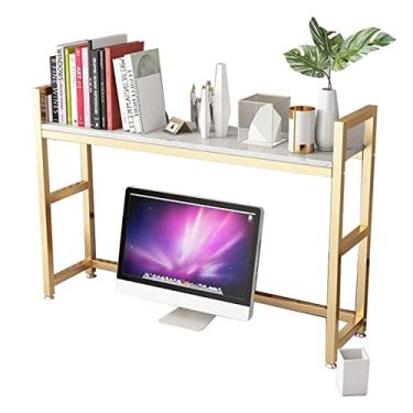 Imagem de KIZQYN Estante elegante mármore mesa organizador prateleiras estante para casa e escritório organizador de espaço como prateleira de armazenamento, estante dourada (cor: ouro)