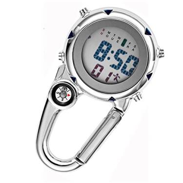 Imagem de MOOKEENONE 1 x relógio mosquetão, mochila de caminhada com clipe de pulseira mosquetão digital esportivo Fob relógio luminoso