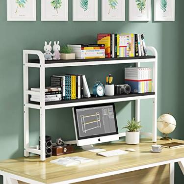 Imagem de KIZQYN Estante prateleira de mesa de 3 níveis estante organizador de mesa e prateleiras de armação de metal branco acessórios rack de exibição para estante de livros de escritório em casa (cor: branco-3, tamanho: 95cm)
