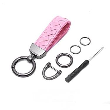 Imagem de YJADHU 4 botões masculino feminino chaveiro capa de chave de carro, apto para Renault Duster Captur Logan Megane 1 2 3 Koleos Scenic, chaveiro rosa