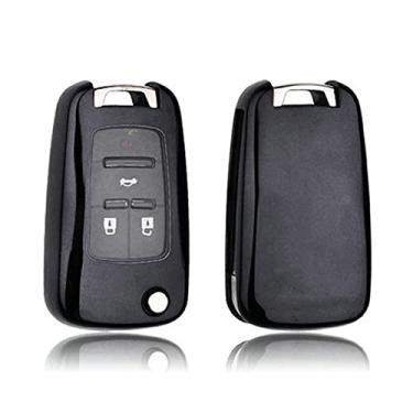 Imagem de YJADHU Capa de chave TPU macia proteção total, apto para Chevrolet Buick Cruze Aveo Trax Opel Astra Corsa Meriva Zafira Antara J, preto