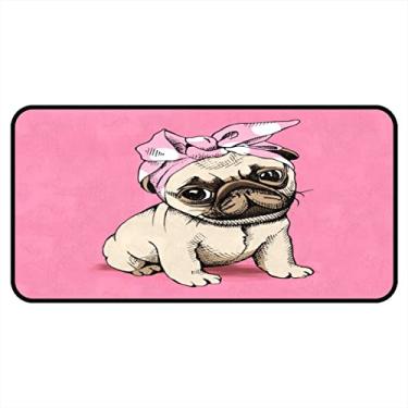 Imagem de Vijiuko Tapetes de cozinha rosa filhote cachorro cachorro área de cozinha tapetes e tapetes antiderrapante tapete de cozinha tapete de pé lavável para chão de cozinha escritório em casa pia lavanderia interior exterior 101,6 x 50,8 cm