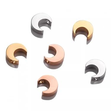 Imagem de CNBPIC 5Pcs Aço Inoxidável Lua Briy Pulseira Colar Encantos Pingentes Para Joias Fazendo Bricolage