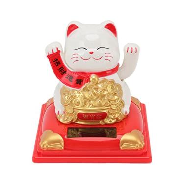 Imagem de Ornamentos Solares Lucky Cat, Ecologicamente Corretos, Automáticos, Com Detecção de Energia, Ornamentos Lucky Cat, Cor Brilhante, Economia de Energia Durável para Escritório (Um branco)