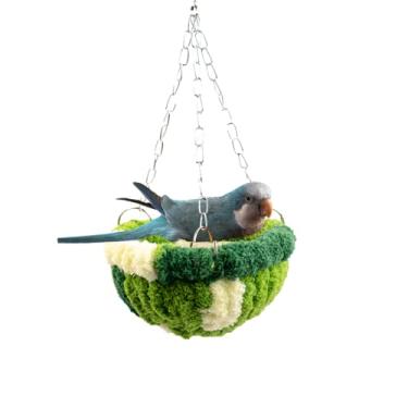 Imagem de Barn Eleven Cama de ninho quente para pássaro grande brinquedo para papagaio, calopsitas, periquito, cacatua cinza africana, arara, amazona, periquito, periquito, periquito, canário, periquito, hamster, chinchila, poleiro (verde)