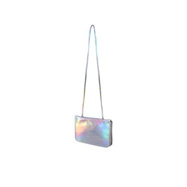 Imagem de Bolsa de ombro holográfica feminina brilhante holográfica (multicolorida), Conforme mostrado., M
