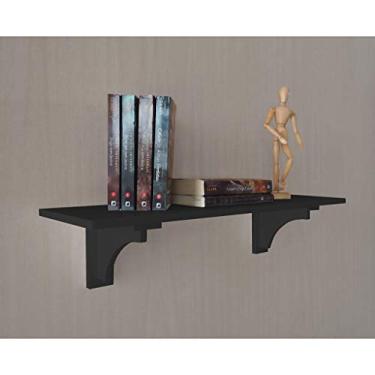Imagem de Prateleira Decorativa Suporte para Livros com Cantoneira Mão Francesa Preto Laca