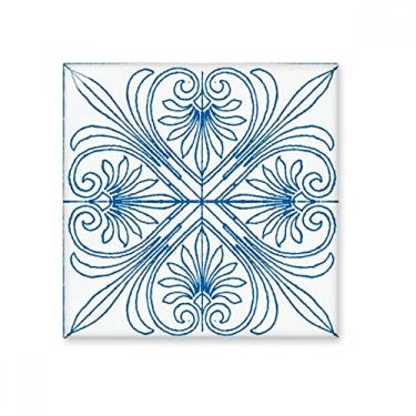 Imagem de Decalque brilhante de azulejo de cerâmica com padrão decorativo azul estilo Talavera