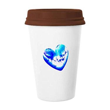 Imagem de Caneca de cerâmica com coração estrelado e cristal transparente para copo de café e cerâmica