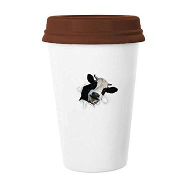 Imagem de Caneca de papel de animal quebrado com impacto de vacas de laticínios, copo de cerâmica para café
