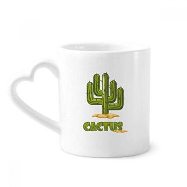 Imagem de Suculentas de cacto em vaso Caneca de cerâmica de café Copo de coração de vidro