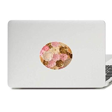 Imagem de Adesivo de notebook com emblema de vinil marrom branco e rosa lindas flores
