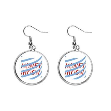 Imagem de Brinco feminino de lua de mel com círculos de linhas cercadas, brincos pendentes de prata