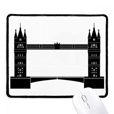 Imagem de Mousepad britânico London Tower Bridge contorno Reino Unido borda costurada tapete de borracha para jogos