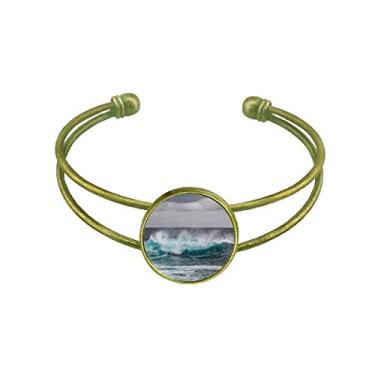 Imagem de Bracelete retrô com imagem da natureza e ondas do oceano do mar