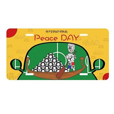 Imagem de DIYthinker Placa de licença de barco de madeira Panamá Mummy Football Boat Placa de carro Decoração Dia da Paz