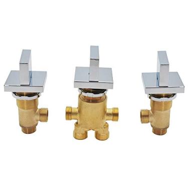 Imagem de Misturador de interruptores de banheira, torneira de banheira de massagem cromada fria e quente, torneira dividida para chuveiro de torneira, núcleo de válvula de cerâmica, cabo triplo, controle de temperatura