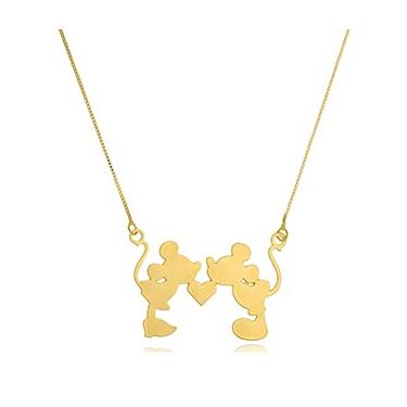 Imagem de Colar Personalizado Mickey e Miney Folheado em Ouro 18K