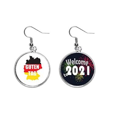 Imagem de Brinco com pingente de orelha do mapa da saudação alemã Olá, joia 2021 Blessing