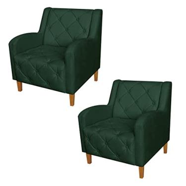Imagem de Kit 2 Poltronas Estofadas Para Salão de Beleza Munique Suede Verde - LM DECOR