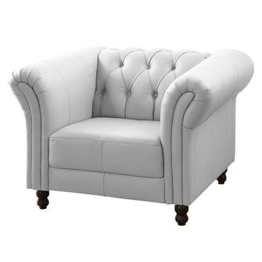 Imagem de Poltrona Decorativa Bérgamo Couro Branco