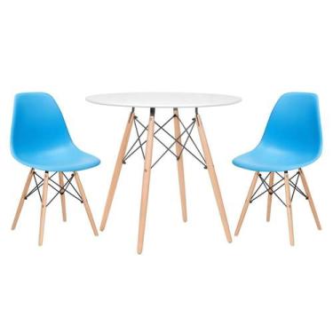 Imagem de Kit - Mesa Redonda Eames 80 Cm Branco + 2 Cadeiras Eiffel Dsw - Loft7