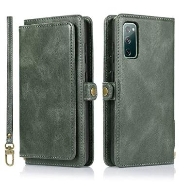 Imagem de Capa carteira de couro flip luxo para Samsung Galaxy S23 S22 S21 S20 FE S9 S8 Note 20 10 9 8 Ultra Plus Lite Card Phone Bag Cover, verde, para S20FE (5G) S20Lite