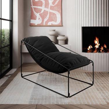 Imagem de Espreguiçadeira Industrial Luxo Arpoador Com Almofada Preta - Preto