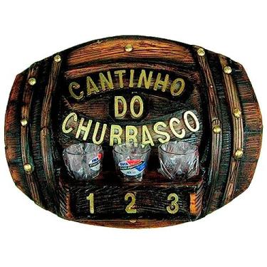 Imagem de Pingometro Placa Barril Deitado Cantinho do Churrasco - 3 Copos
